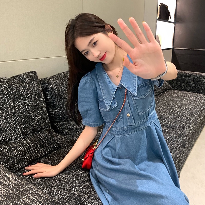 Đầm jean bò ngắn tay dễ thương