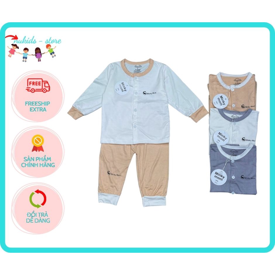 Bộ Thun lạnh dài tay Minkymom Bé Trai/ Bé Gái cúc cài giữa
