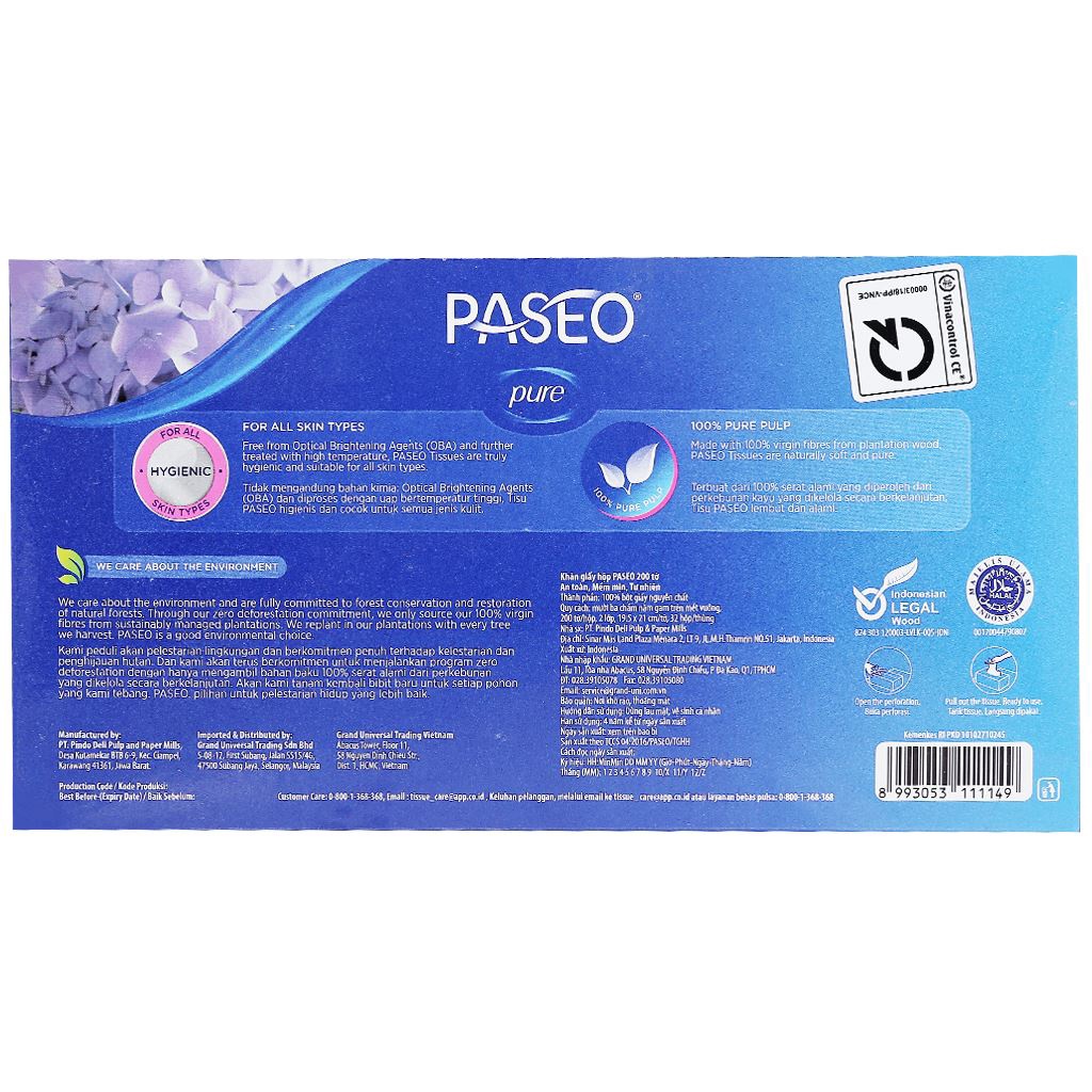 Combo 3 hộp khăn giấy cao cấp Paseo mềm dai 200 tờ/hộp