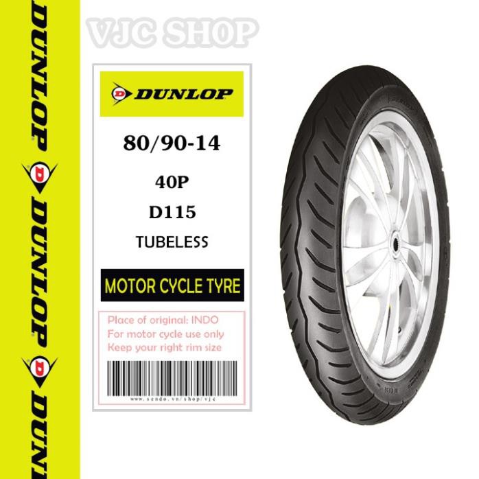 Lốp (vỏ) xe Airblade 110 trước 80/90-14 TL + sau 90/90-14 TL Dunlop D115 chính hãng _ Lốp Trung Thành