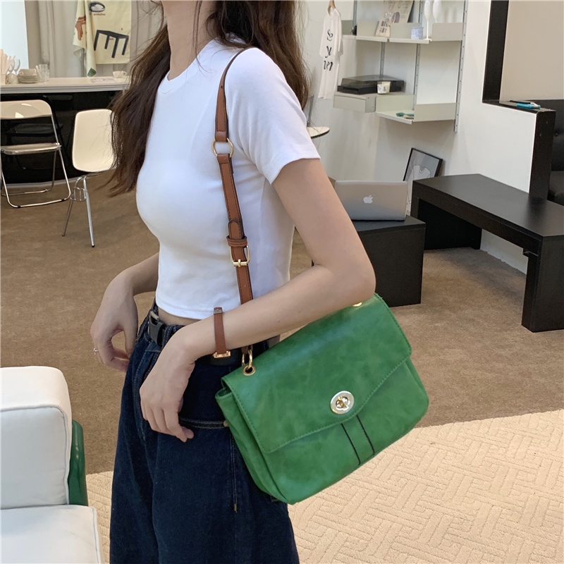 Túi đeo chéo messenger IELGY thiết kế kết cấu mịn phong cách đơn giản retro đa năng thời trang