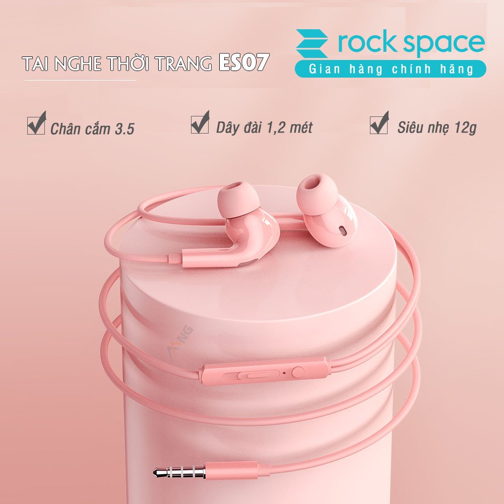 Tai nghe nhét tai có dây Rockspace ES07 có mic nghe nhạc chơi game hàng chính hãng bảo hành 1 năm