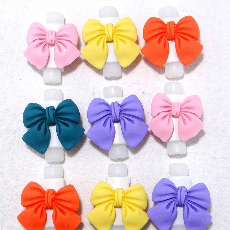 1 Cặp Nút Bảo Vệ Dây Cáp Sạc USB Chống Gãy Hình Nơ Hoạt Hình Đáng Yêu iphone