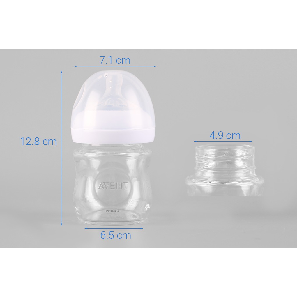 Bình sữa thủy tinh Philips Avent cho bé 120ml - 240ml núm silicone mô phỏng tự nhiên