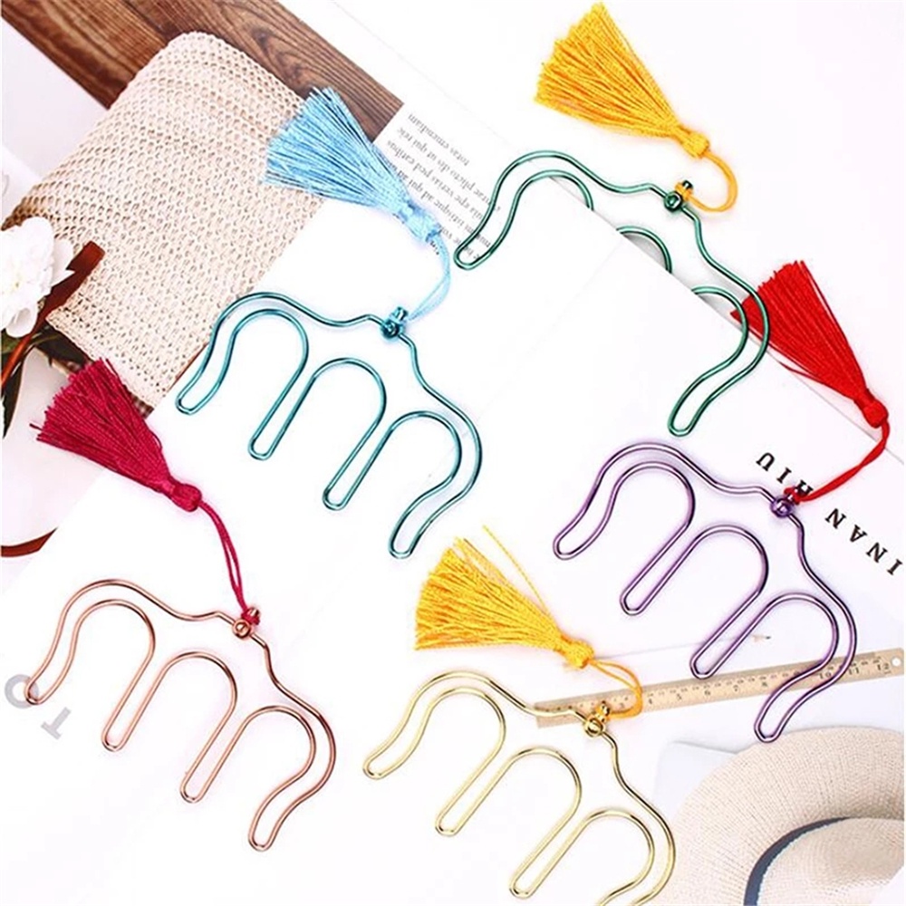 Kẹp giữ sách bằng kim loại mạ điện AVALENTINE bền bỉ có tua rua nhiều màu