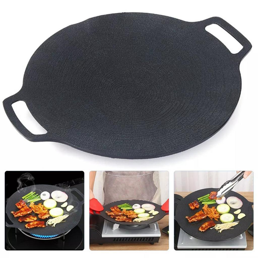 Chảo Đá Nướng Không Dầu Hàn Quốc 34cm, Chảo Nướng Thịt BBQ Dùng Được Cho Mọi Loại Bếp, Chất Liệu Cao Cấp