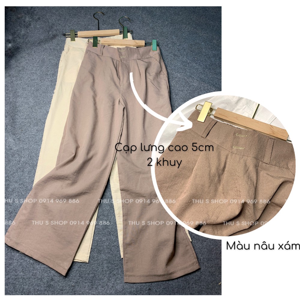 [Mã FAMARAL1 giảm 10K đơn 50K] Quần Ống Rộng nữ Siêu dài 100cm THUS Cullotes vải đũi mềm mát lưng cao Q2C04