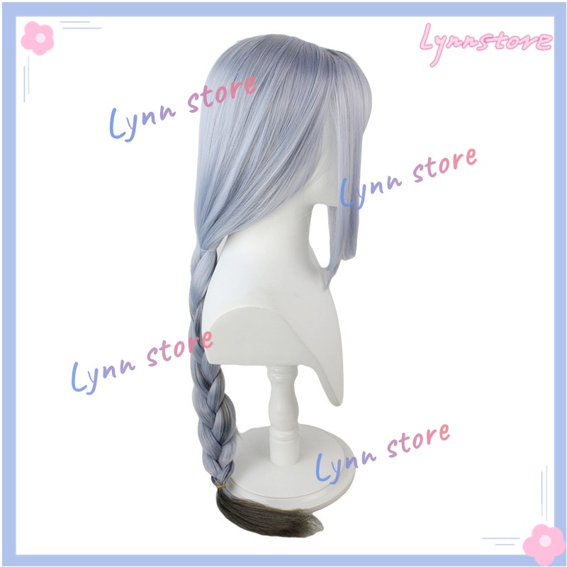 Genshin Impact Shenhe Cosplay Tóc giả Màu Xanh Trắng Màu Đầu dài chịu nhiệt Tóc tổng hợp