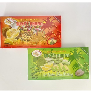 Kẹo dừa truyền thống Tuyết Phụng 300g (gói giấy) - Đặc sản Bến Tre - Sầu riêng đậu phộng - Lá dứa sầu riêng