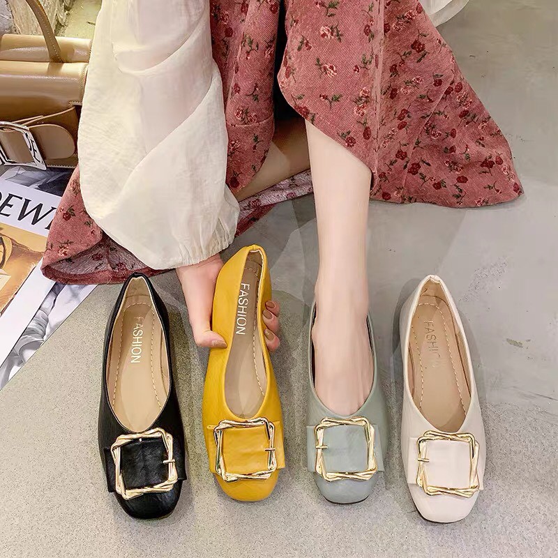 FREE SHIP Giày búp bê nữ đế bệt khóa vuông xoắn cực đẹp
