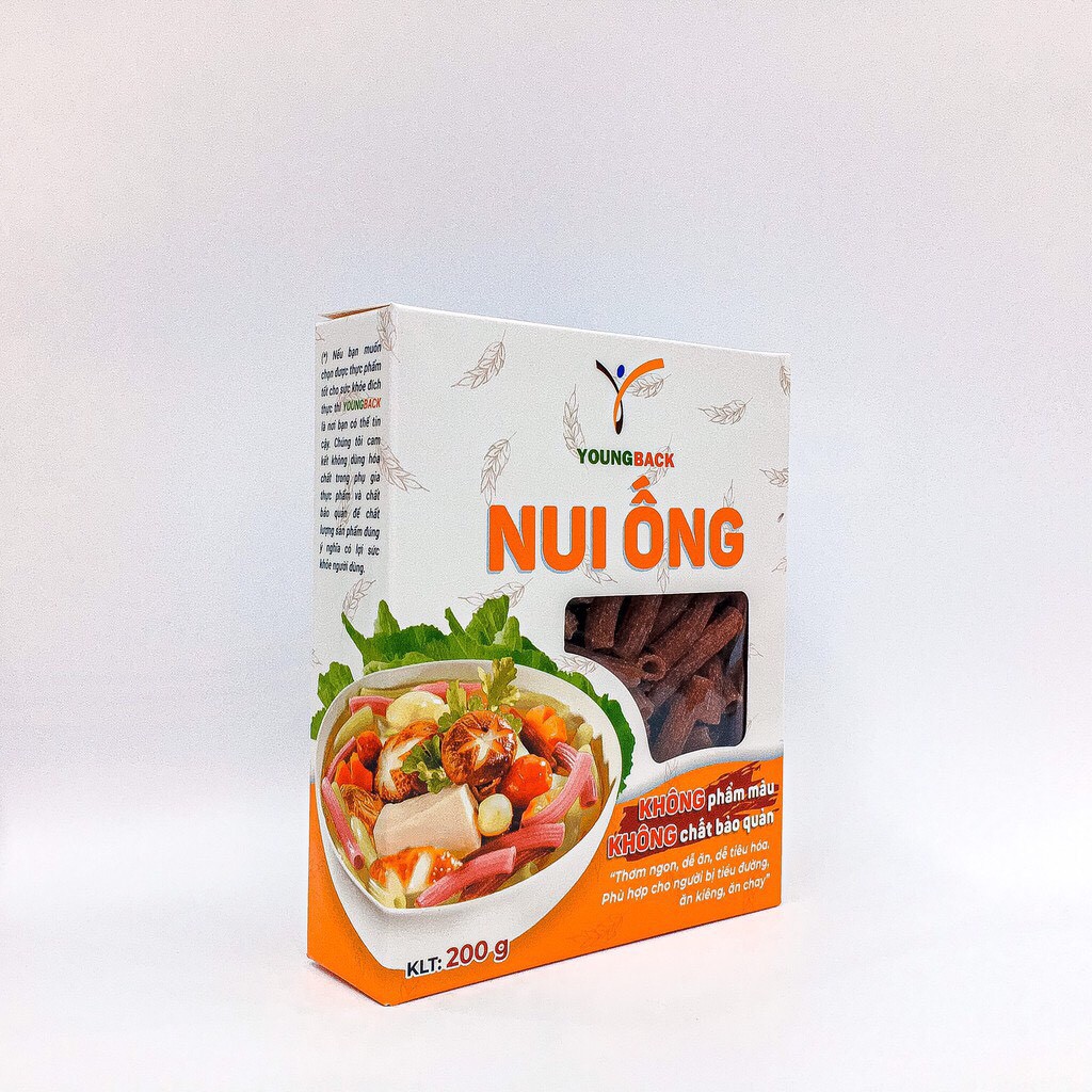 [Hộp 200gr] Nui ống gạo lứt đỏ Young Back, nuôi gạo lức ăn kiêng ăn chay