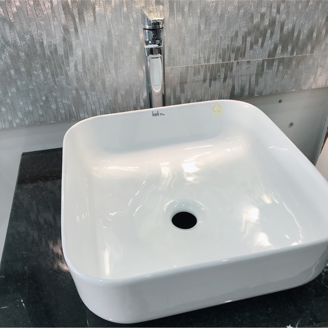 Lavabo đặt bàn - chậu đặt bàn vuông cao cấp KEli