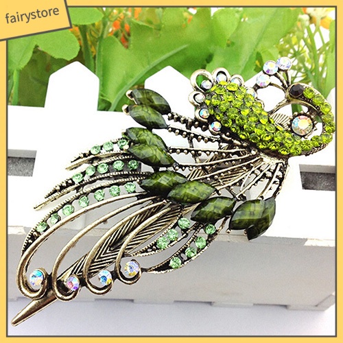 Kẹp tóc hình chim công đính hạt lấp lánh hợp thời trang dành cho nữ