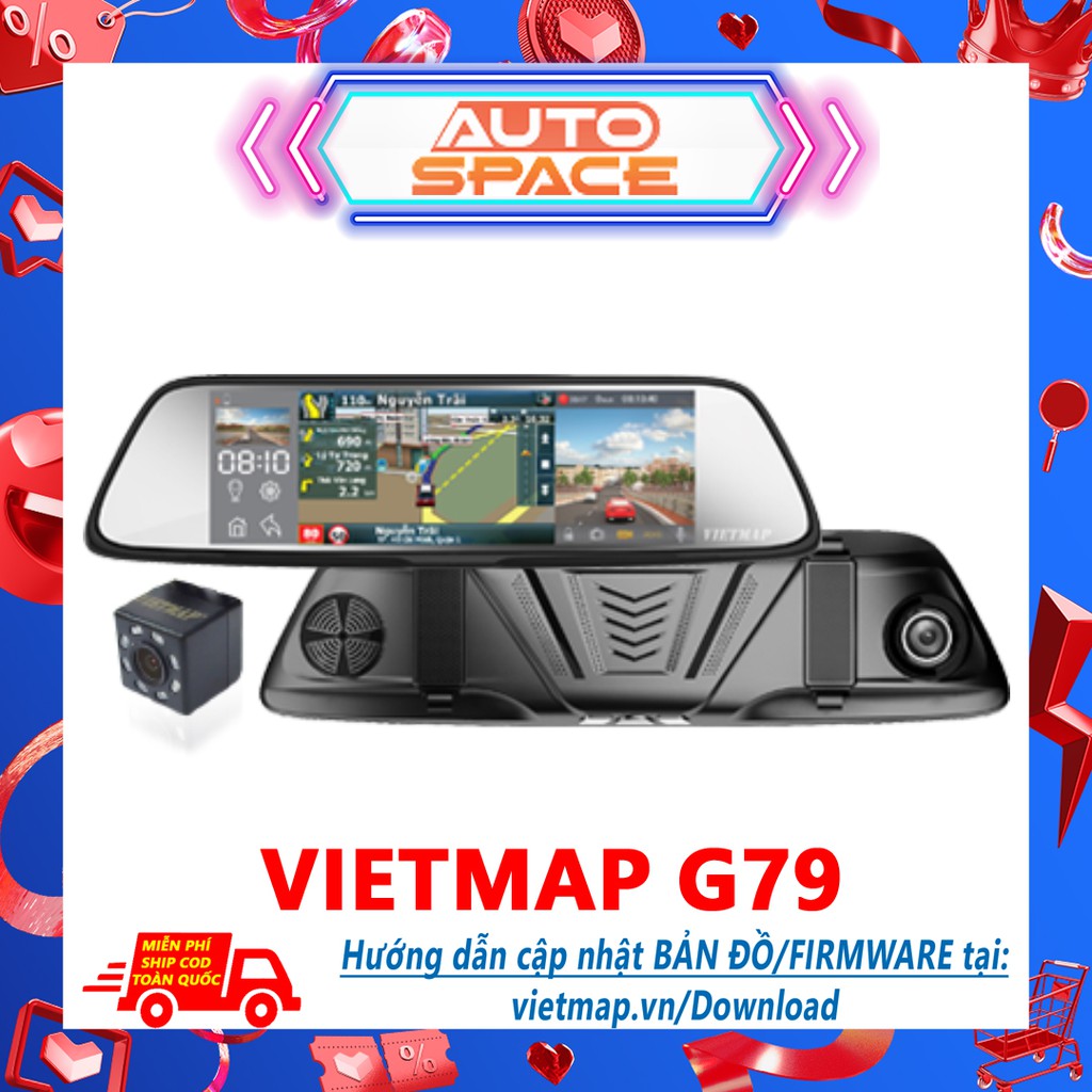 VIETMAP G79 - Thẻ 32Gb - Camera Hành Trình Ghi Hình Trước Sau+Dẫn Đường