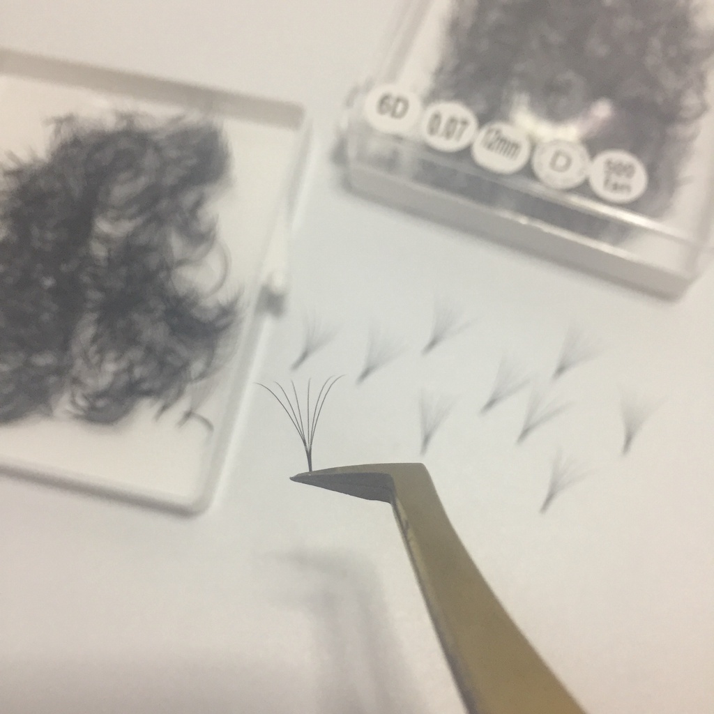 MI Fan 6D - 0,07 - C-D -keo nối mi - Dụng Cụ Nối Mi (Hộp 500 Fan) - HUY HOÀNG MI