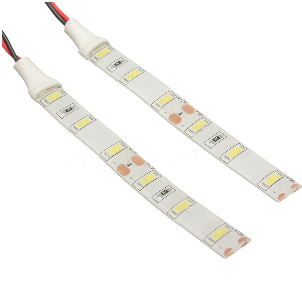 Bộ 2 Dây Đèn LED 6 Bóng 5630 SMD 10cm 12V Ánh Sáng Trắng Chống Nước Dành Cho Xe Hơi