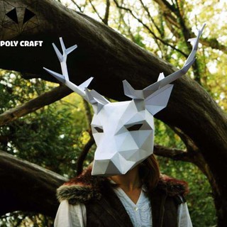Mô hình mặt nạ giấy động vật Đầu Hươu 3D POLYCRAFT