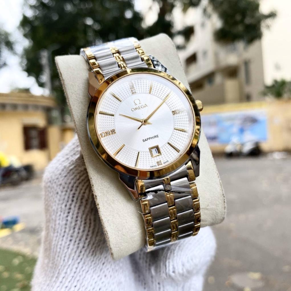 Đồng Hồ Nam omega Sapphire OM037 Mặt TRẮNG Chống nước, Chống Xước TUYỆT ĐỐI