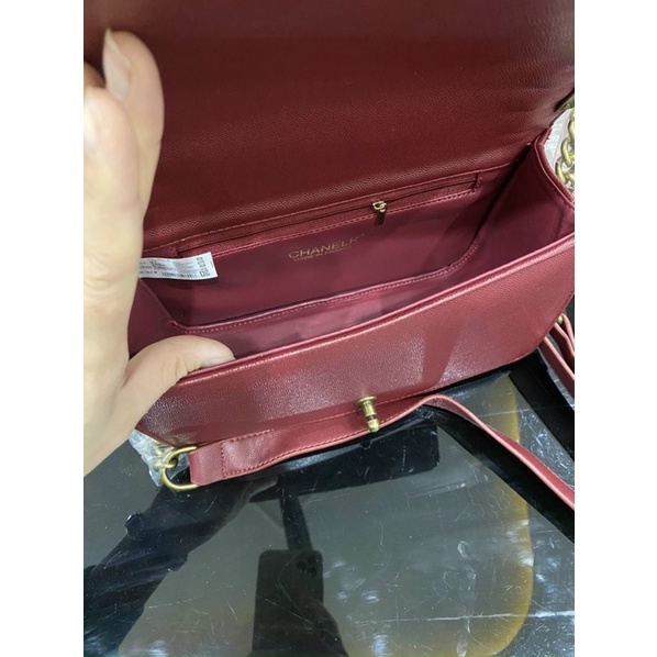 Túi Xách Nữ -Túi CN Boy xích trần trám kiểu dáng classic dây đeo chéo bằng xích pha da