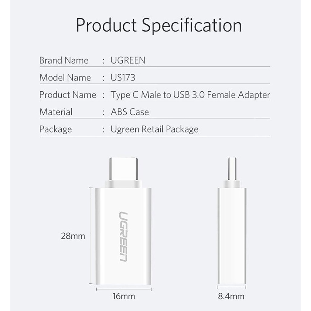 Thuyết Bị Chuyển USB Type-C To USB 3.0 Hỗ Trợ OTG Ugreen 30155 Chính Hãng