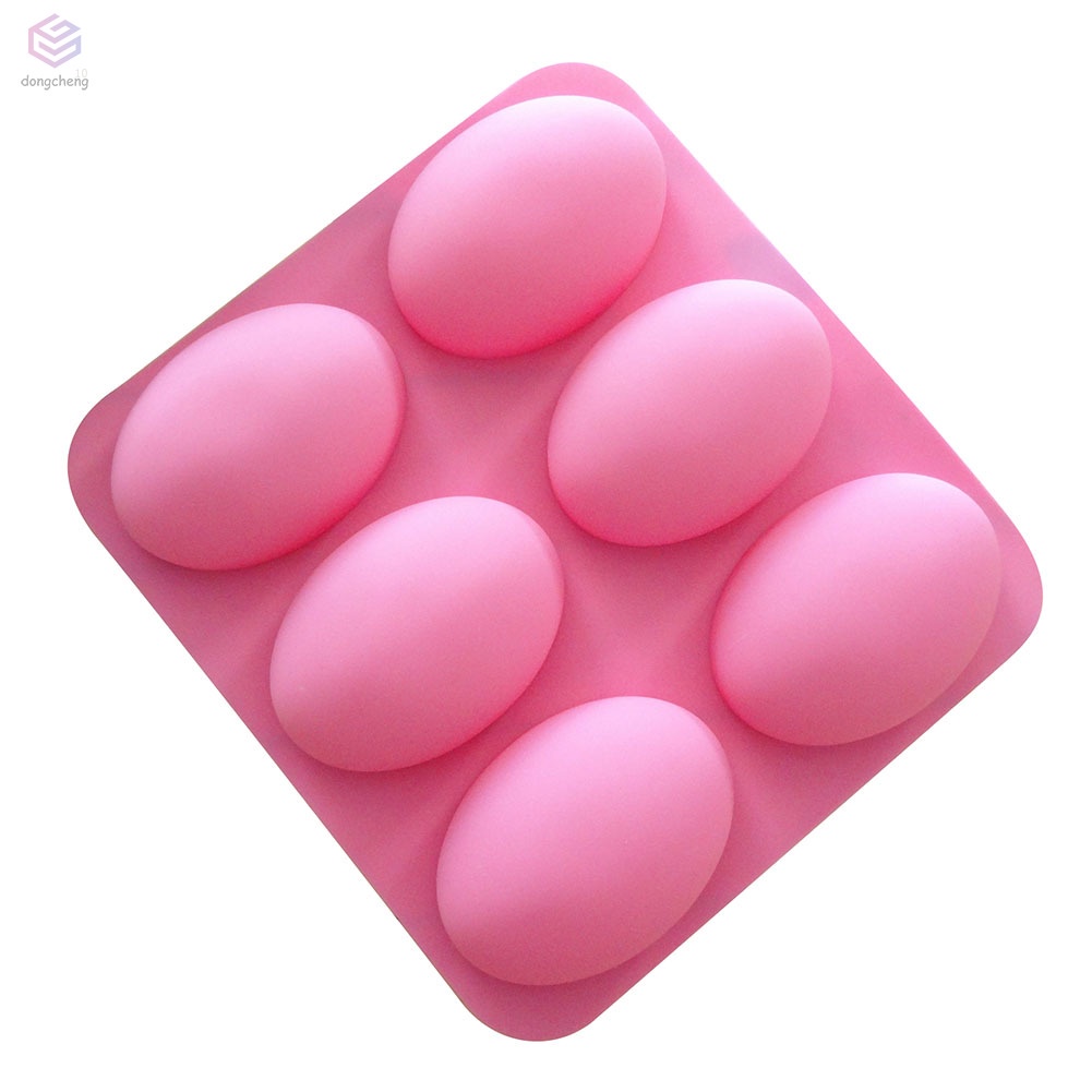 Khuôn Silicone Làm Xà Phòng, Thạch Hình Oval 3D 6 Ô
