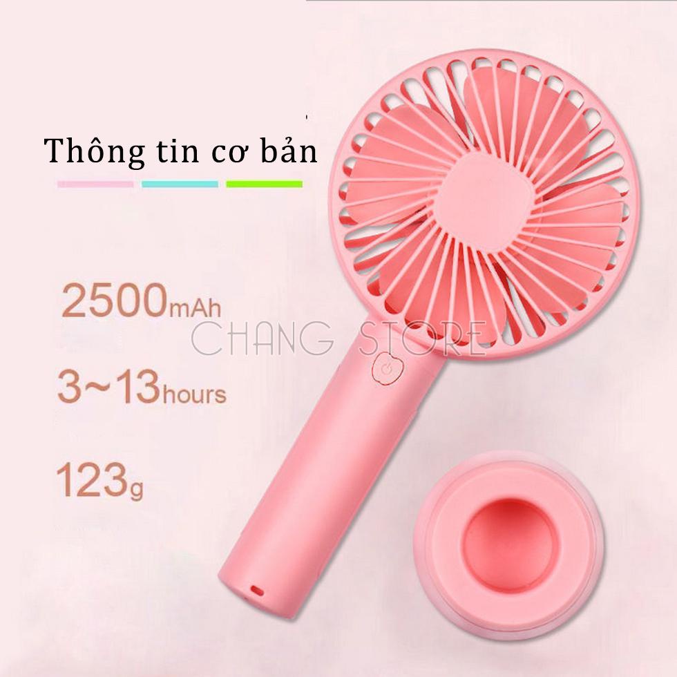 Quạt Tích Điện Cầm Tay Pin Sạc 4 Cánh 3 Tốc Độ Gió Có Đế Để Bàn, Quạt Để Bàn Pin Sạc USB Tiện Lợi