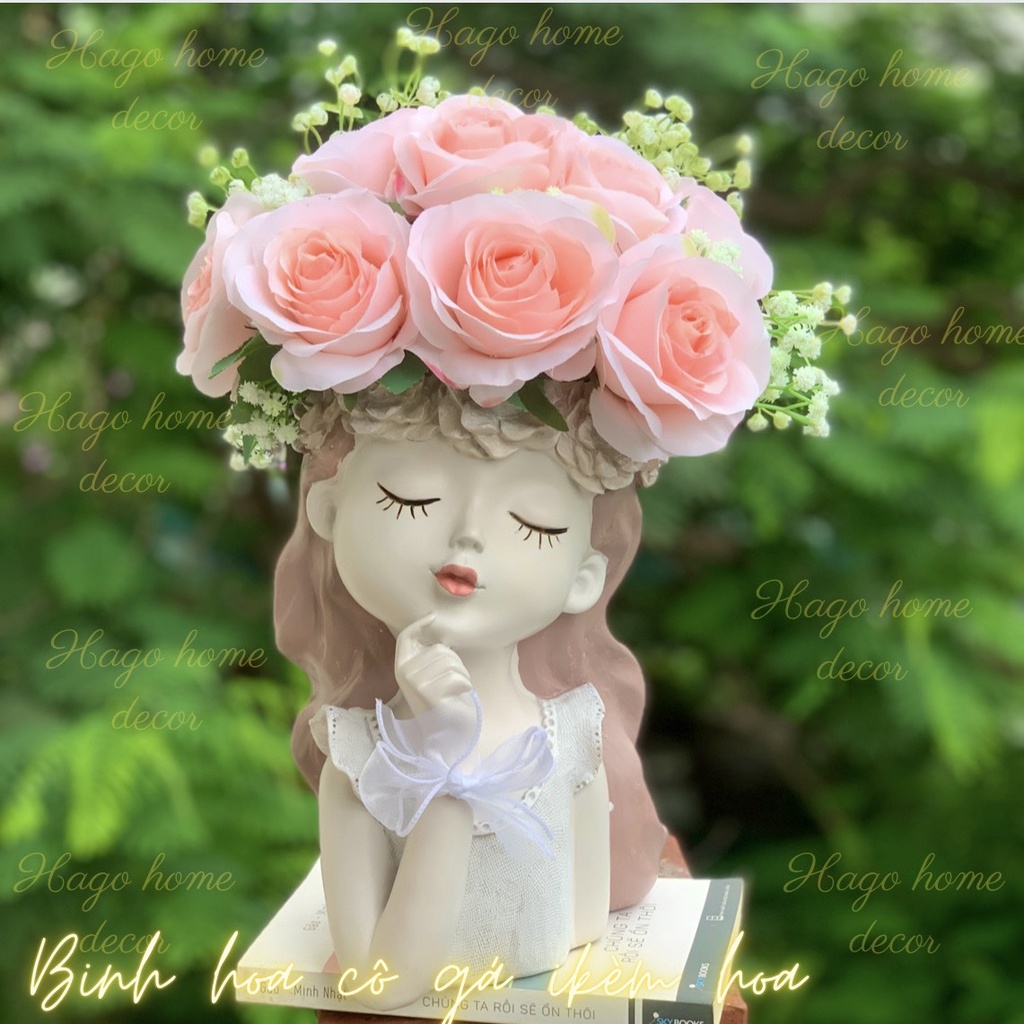 Lọ hoa, bình hoa cô gái thiên thần cắm sẵn hoa baby khô và nhiều mẫu hoa xinh xắn