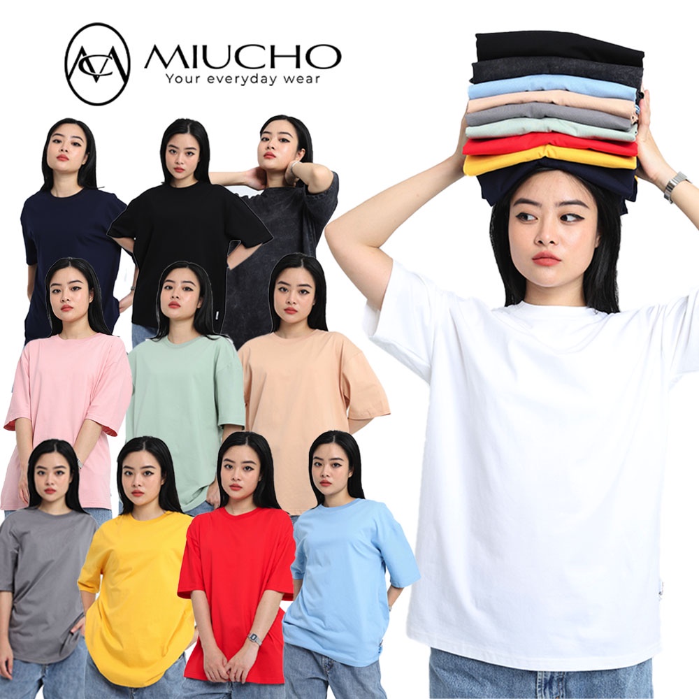 Áo thun trắng trơn tay lỡ form rộng đẹp oversize, áo phông trắng nữ tay lỡ hàn quốc cotton ATT01 Miucho basic tee