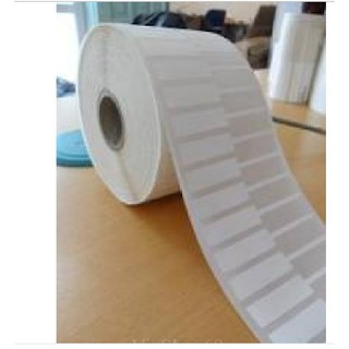 Decal pvc in tem nhãn vàng bạc 42x10, đuôi tem 38mm - 3000 tem/ cuộn