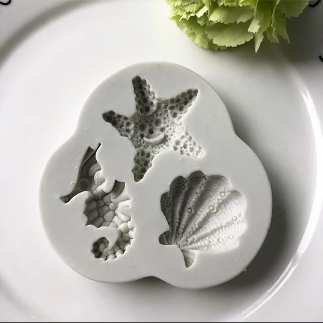 Khuôn silicon sinh vật biển cá ngựa, sao, sò ( cao cấp- kèm ảnh thật)