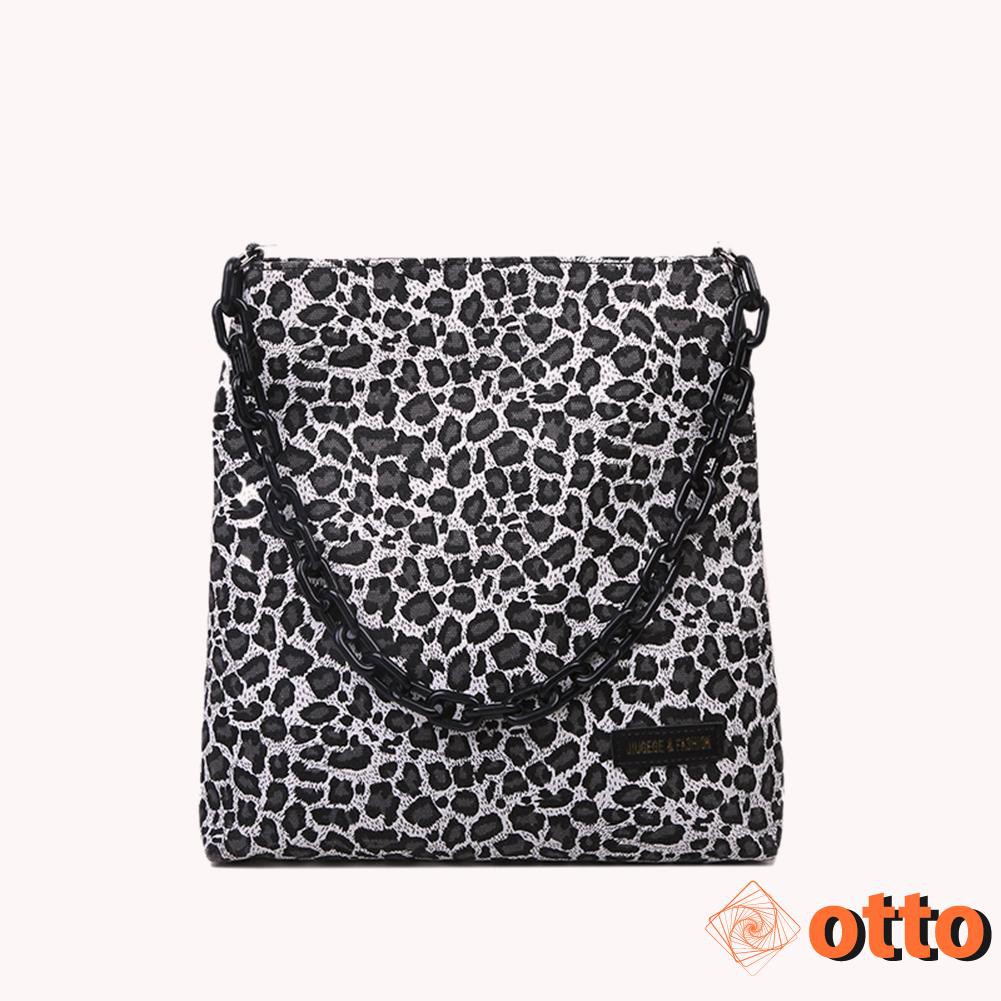 Portable Canvas Shoulder Top-handle Bag Casual Animal Pattern Handbag Chain Square Underarm Tote