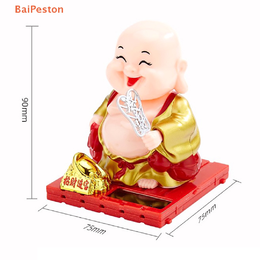 [BaiPeston] Phụ Kiện Mặt Dây Chuyền Trang Trí Gương Chiếu Hậu Xe Hơi Hình Chú Tiểu Lắc Đầu Lắc Bằng Năng Lượng Mặt Trời Nhỏ May Mắn Quà Tặ