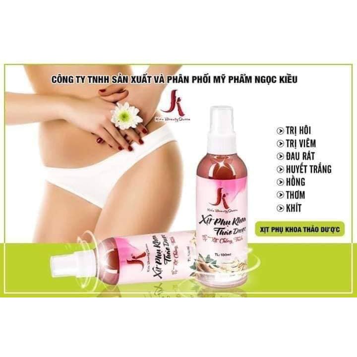 Kiều Beauty - Xịt Phụ Khoa Se Khít Hồng Vùng Kín, Huyết Trắng , Kháng Viêm Chai 100ml - Chính Hãng Bao Sài