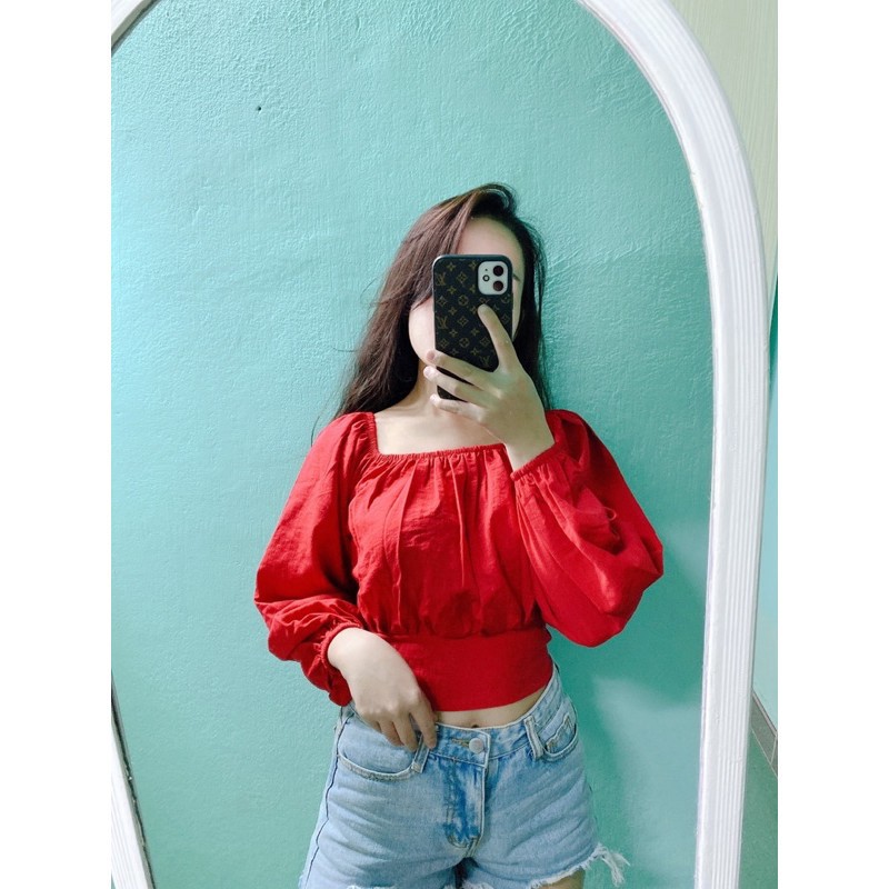 Áo kiểu nữ croptop cột nơ sau lưng xinh xắn Giá sỉ