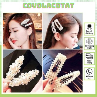 💛FREESHIP XTRA💛 Set kẹp tóc nữ 3 món đính Ngọc nhân tạo phong cách thời trang Hàn Quốc cao cấp