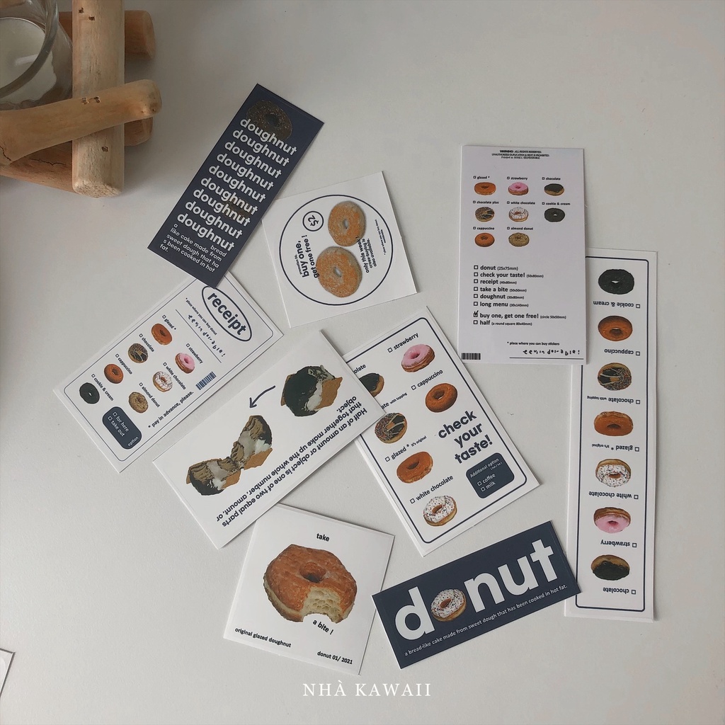 Set sticker Coffee & Cake decor sổ tay phong cách Hàn Quốc