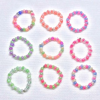 Nhẫn Hạt Cườm Dễ Thương Màu Pastel-Handmade