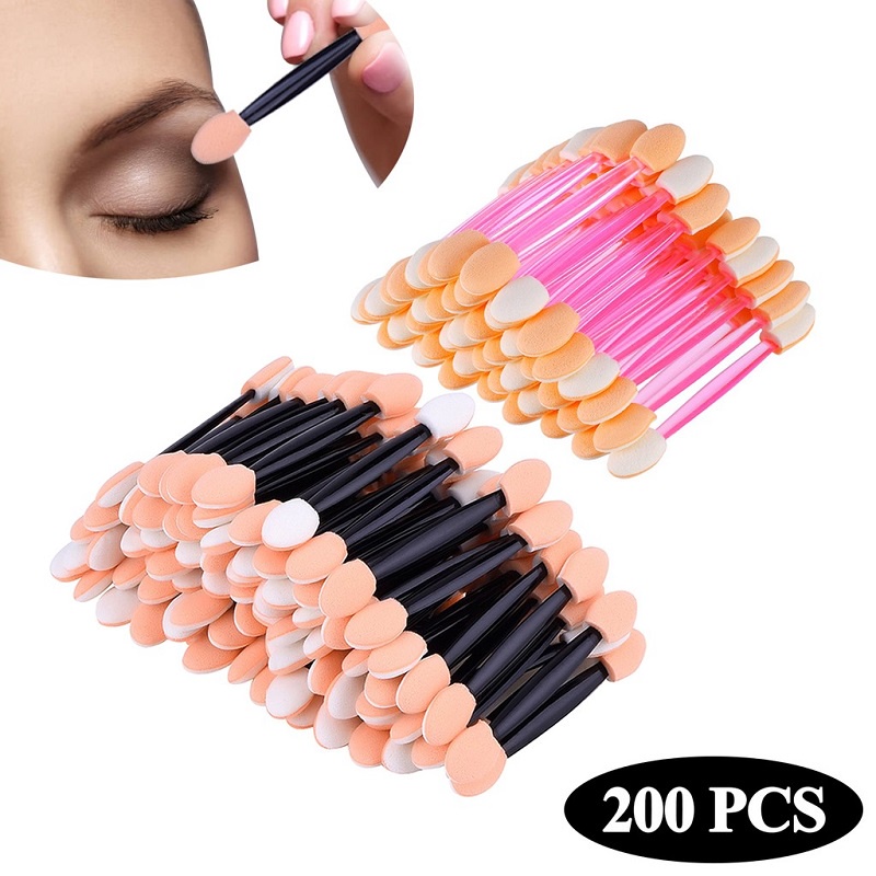 Set 200 Cọ Tán Phấn Mắt Hai Đầu Dùng Một Lần Tiện Lợi