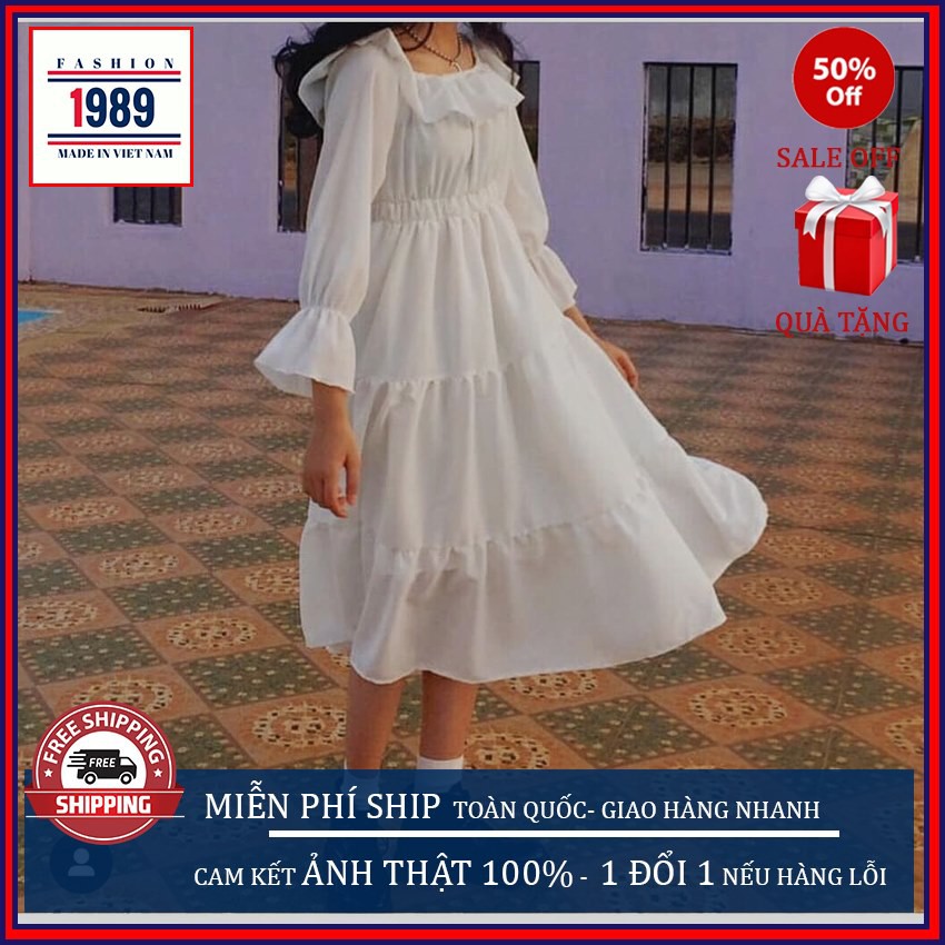 ĐẦM VÁY CÔNG CHÚA TRỄ VAI BÈO 3 TẦNG, VÁY THIẾT KẾ, ĐẦM DỰ TIỆC THỜI TRANG 1989 | BigBuy360 - bigbuy360.vn