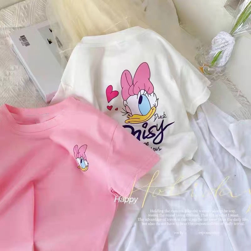 Áo Thun 100% Cotton Nguyên Chất Tay Ngắn In Họa Tiết Hoạt Hình Phong Cách Hàn Quốc Thời Trang Mùa Hè 2022 Cho Bé Gái
