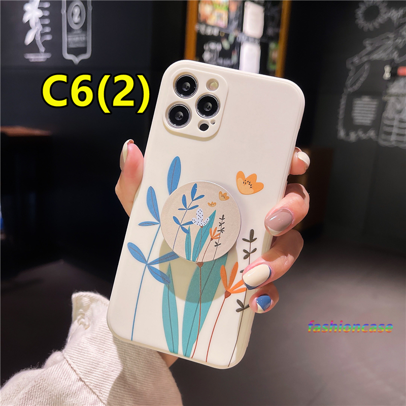 Ốp điện thoại mềm có giá đỡ in hình hoa cho IPhone 8 Plus 11 pro max 6 7 6S Plus 12 mini 12 pro max X Se 2020 XS max XR