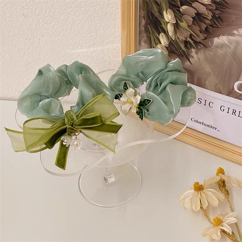 Dây Buộc Tóc Cao Su Co Giãn Phối Hoa Phong Cách Hàn Quốc Cho Nữ