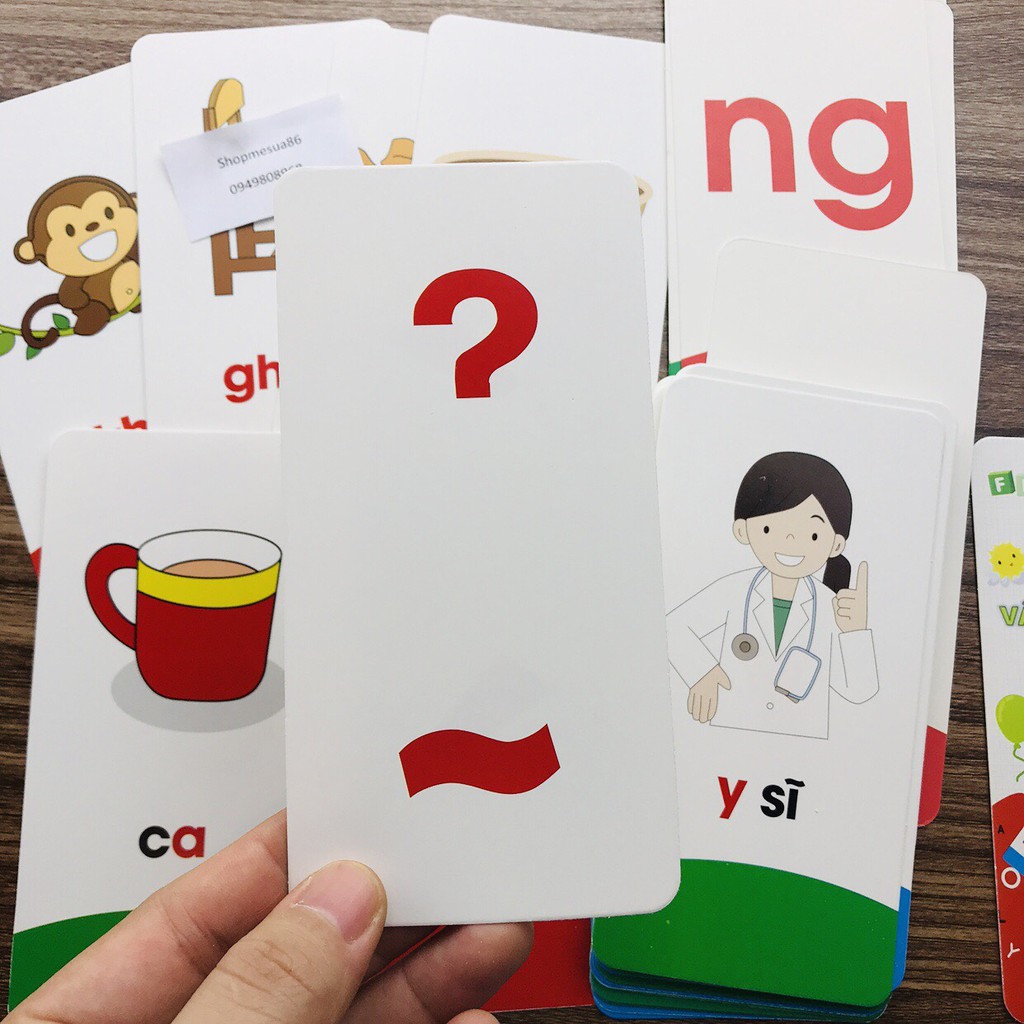 Bộ 42 thẻ flashcard học tiếng việt có chữ ghép và chữ đơn,chữ số_ thẻ học tiếng việt cho bé