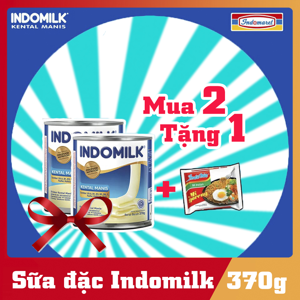 Sữa đặc có đường cao cấp Indomilk lon 370gr nhập khẩu Idonesia mua 2 thăng mì xào indomie Goreng