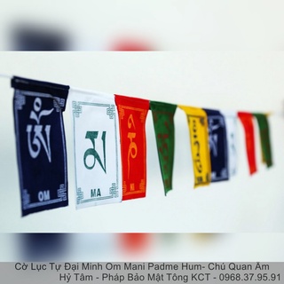 Cờ lục tự đại minh om mani padme hum cao cấp- chú quan âm