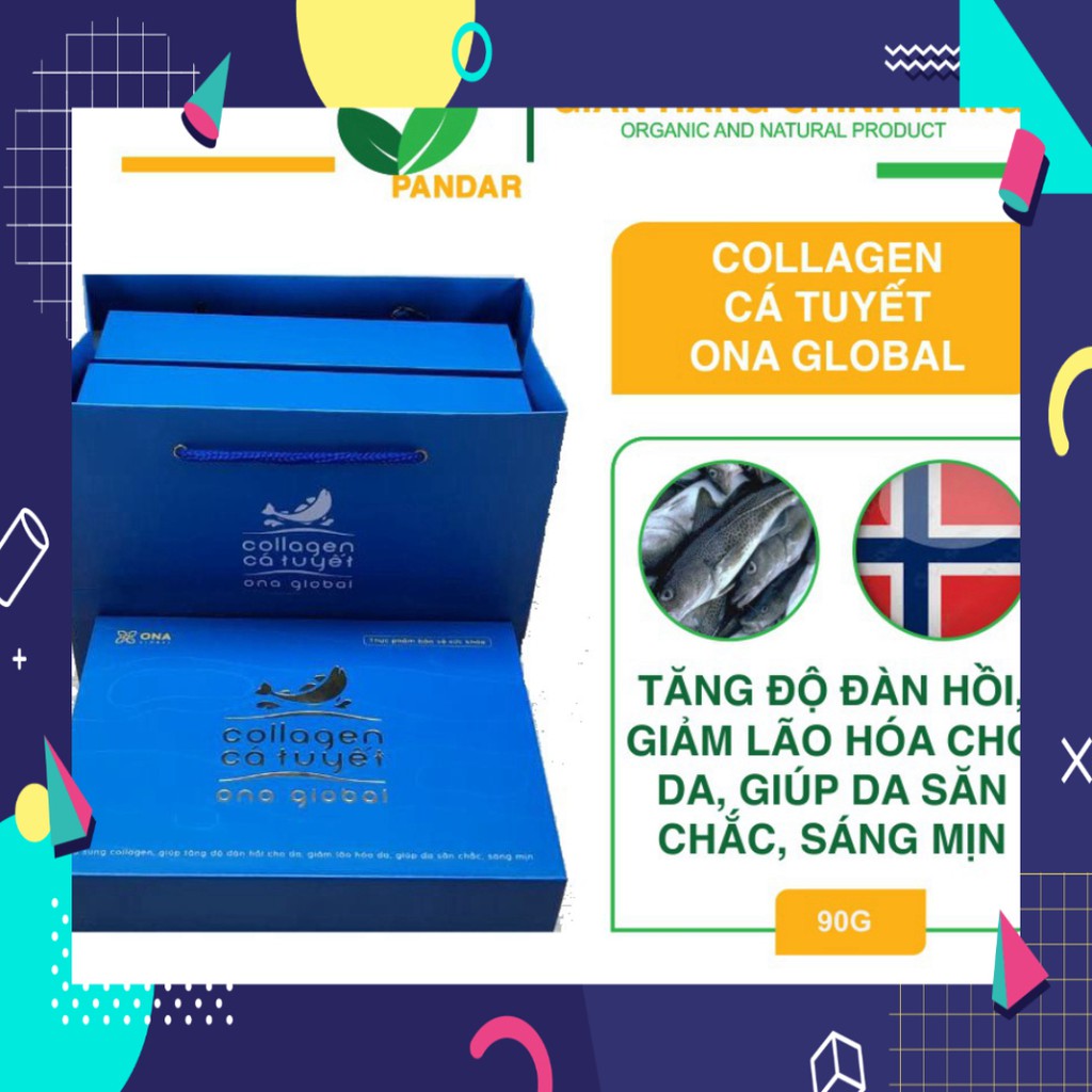 Collagen cá tuyết làm đẹp da, da săn chắc, căng bóng ngậm nước ẩm mượt hộp 30 gói, Cỏ cây hoa lá, PANDAR