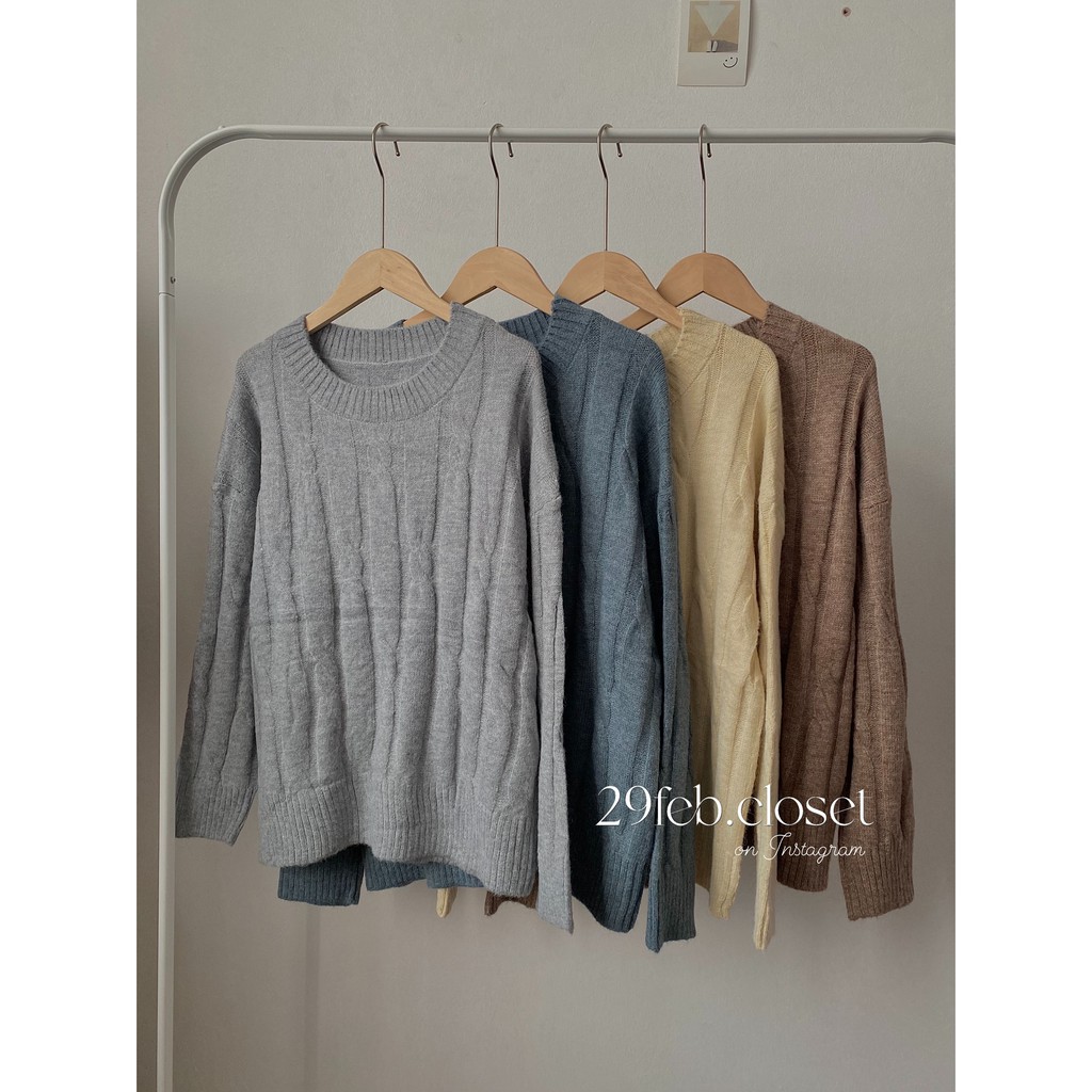 [Ảnh thật/Video] Áo len thừng cổ tròn phong cách Hàn Quốc, mặc đôi nam nữ - 29feb.closet