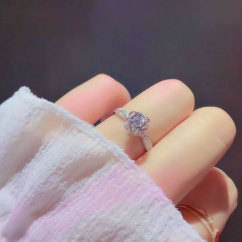 Nhẫn Mặt Hoa Hồng Đính Đá Sapphire Cho Nữ