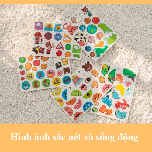 Học liệu bóc dán montessori BEEZI BOOK  nhiều chủ đề đa dạng, song ngữ Anh Việt thương hiệu Lalala Baby