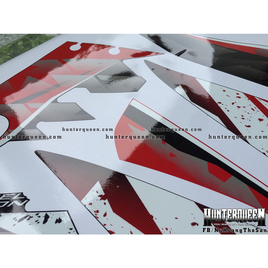 Tem rời dán xe Exciter 135, Spark đen đỏ. Chất liệu decal cao cấp không bay màu
